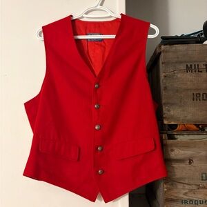 Vintage Pendleton 1960s Red Button-Up Virgin Wool Vest Size Large